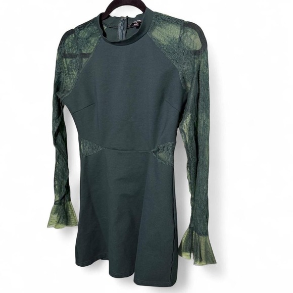 Lulus Dresses & Skirts - Lulus size M green mesh lace long sleeve dress with bell sleeves, zipper back